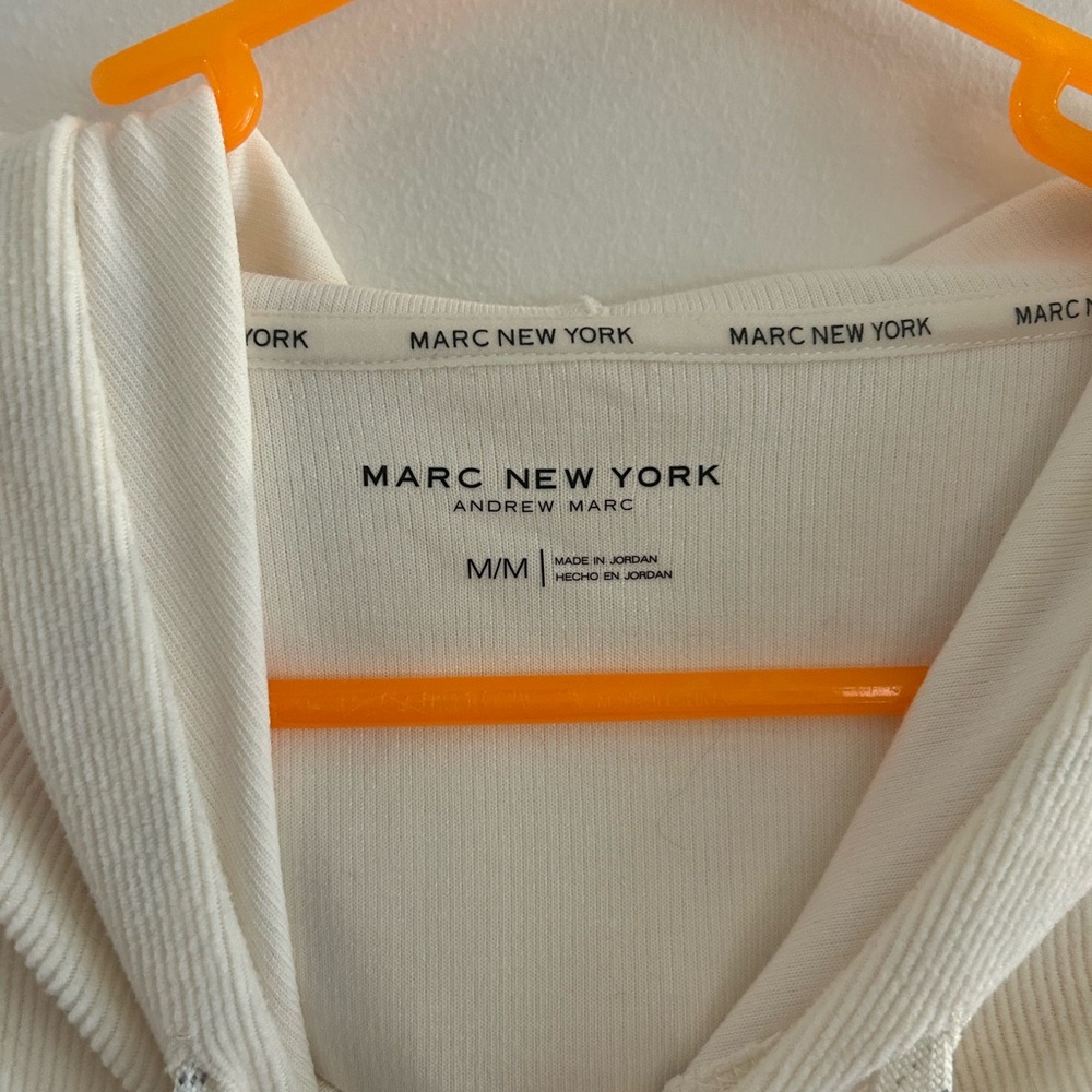 Marc New York Womens Pullover Ribbed Hoodie Sweater Off White Size  M - Picture 5 of 6